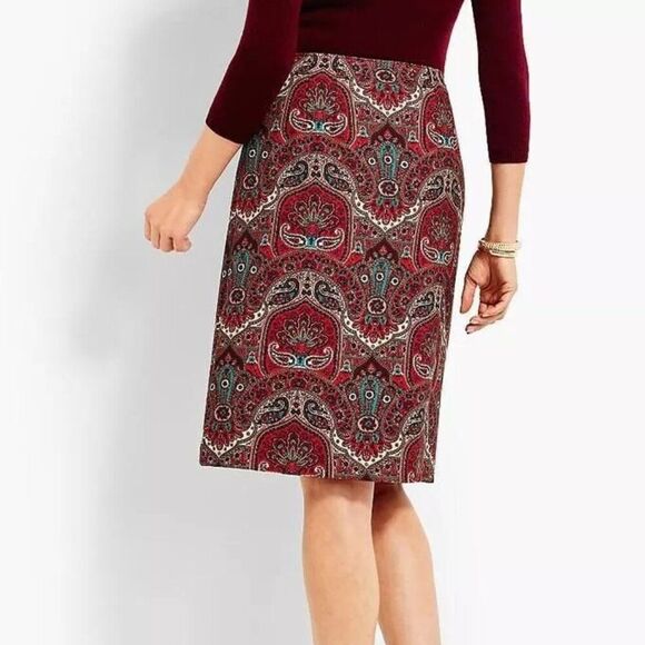 Talbots Skirt Size 16 Paisley Opulent Wrap Work Wear Office - Picture 2 of 14